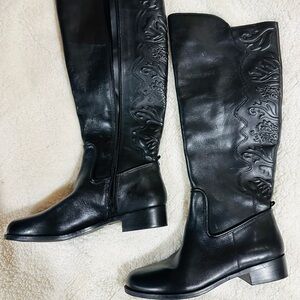 Gianni Bini Black Embossed Over the Knee Boots
